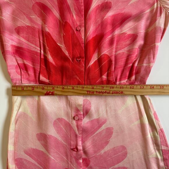 Alexis Vento Dress in Red Feather Revolve Size Medium NWOT Satin Mini Shirtdress - Picture 13 of 14
